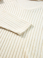 Ribbed Knit V-Neck Top and Pants Loungewear Set