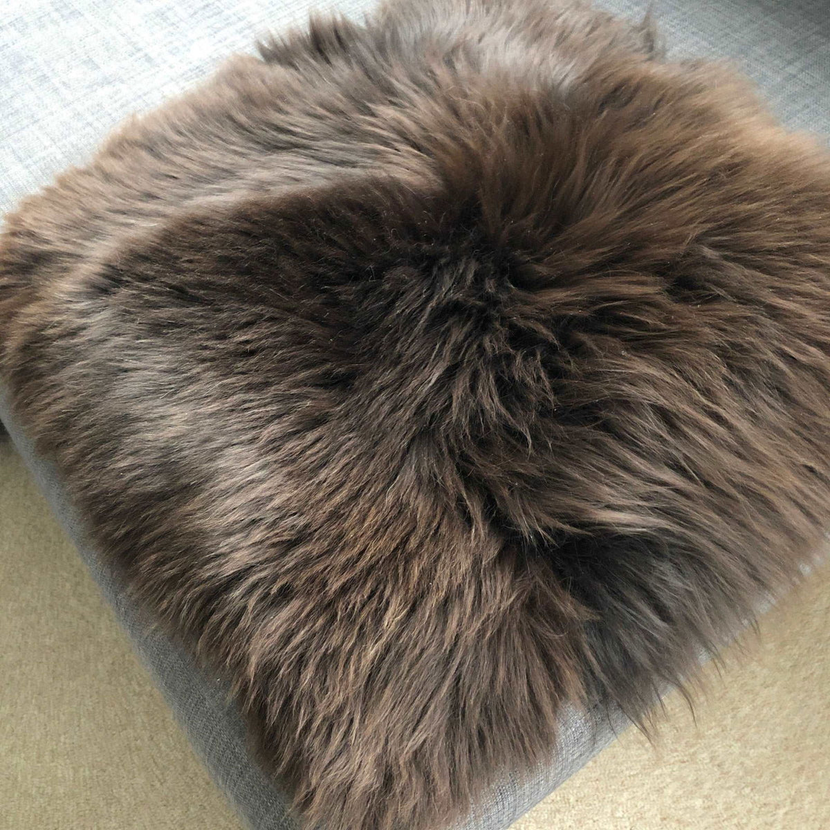 100% Real Eco Sheepskin Seat Pad British Square 37cm Natural Brown
