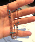 110cm Long Chain Necklace with Coloured Stones