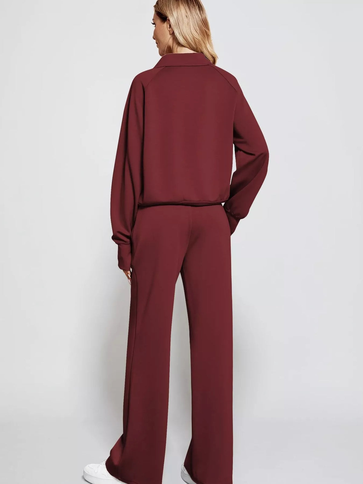 Half-Zip Sweatshirt and Wide-Leg Pants Two-piece Loungewear Set