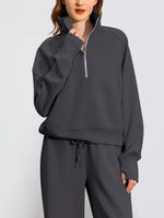 Half-Zip Sweatshirt and Wide-Leg Pants Two-piece Loungewear Set