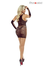 Provocative Black Fishnet Open Front Mini Erotic One Size Dress