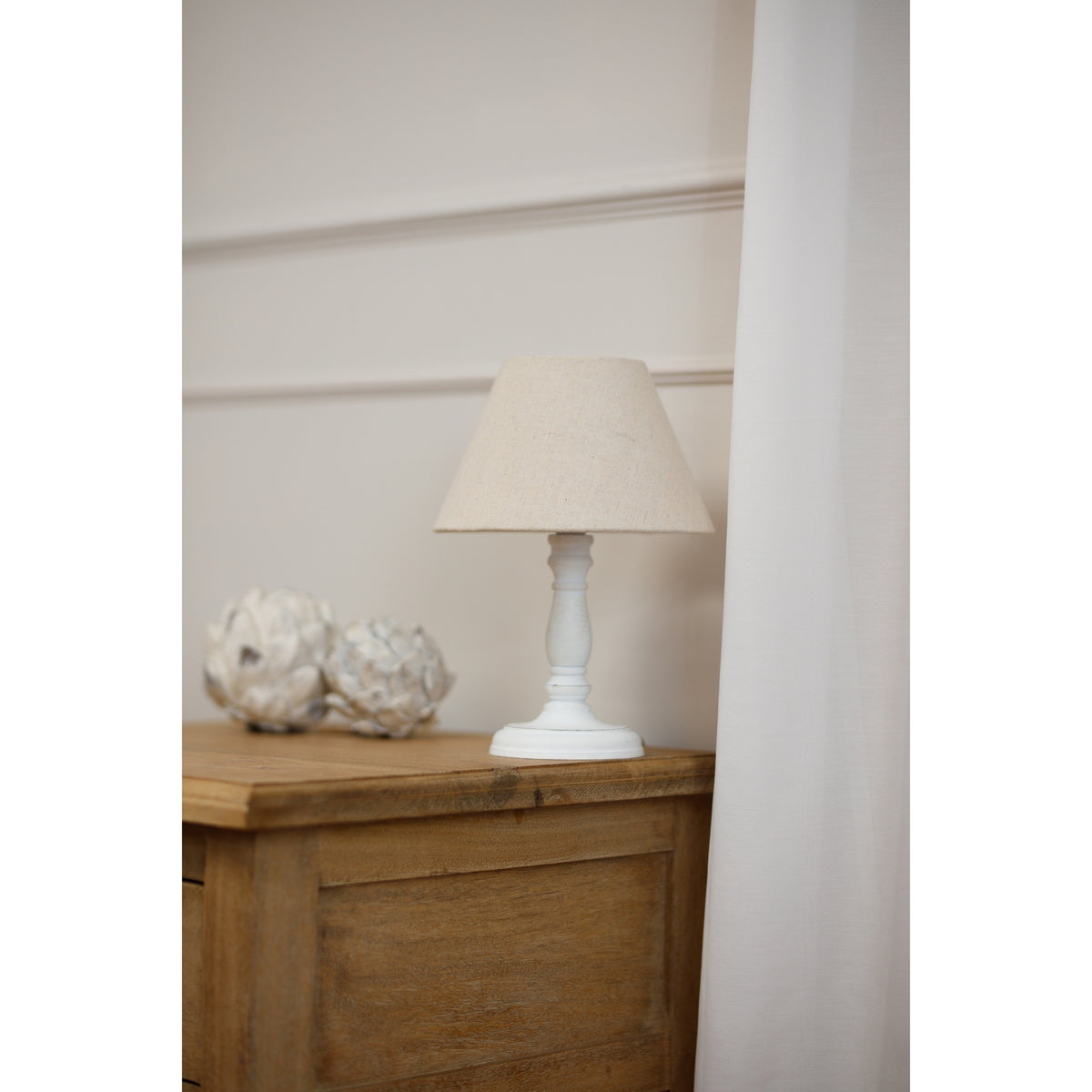 Cyrene White Wood Table Lamp