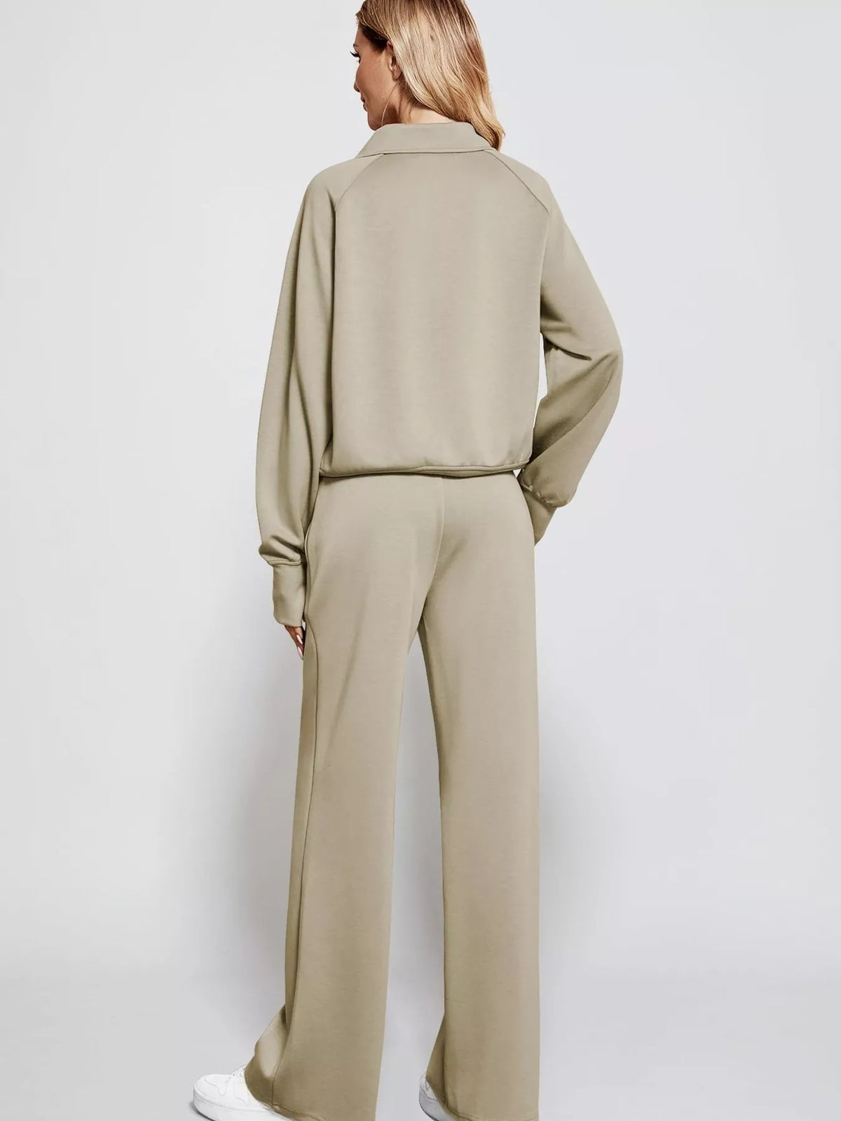 Half-Zip Sweatshirt and Wide-Leg Pants Two-piece Loungewear Set