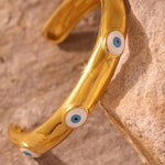 18K Gold Evil Eye Exaggerated Open Bracelet