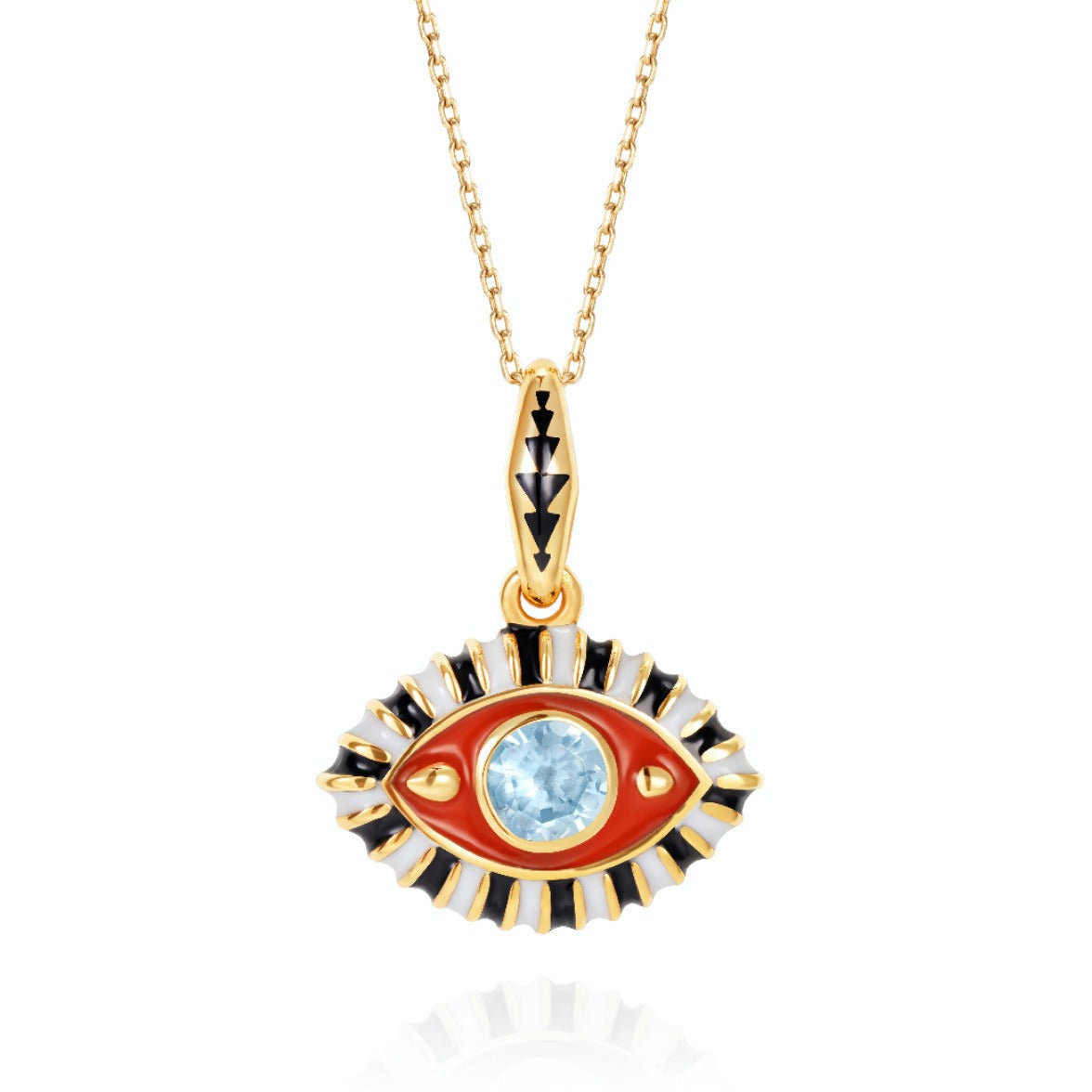 18K Gold Evil Eye Inlaid Gemstone Necklace