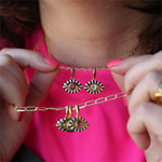 18K Gold Evil Eye Inlaid Gemstone Necklace