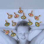 18K Gold Evil Eye Inlaid Gemstone Necklace