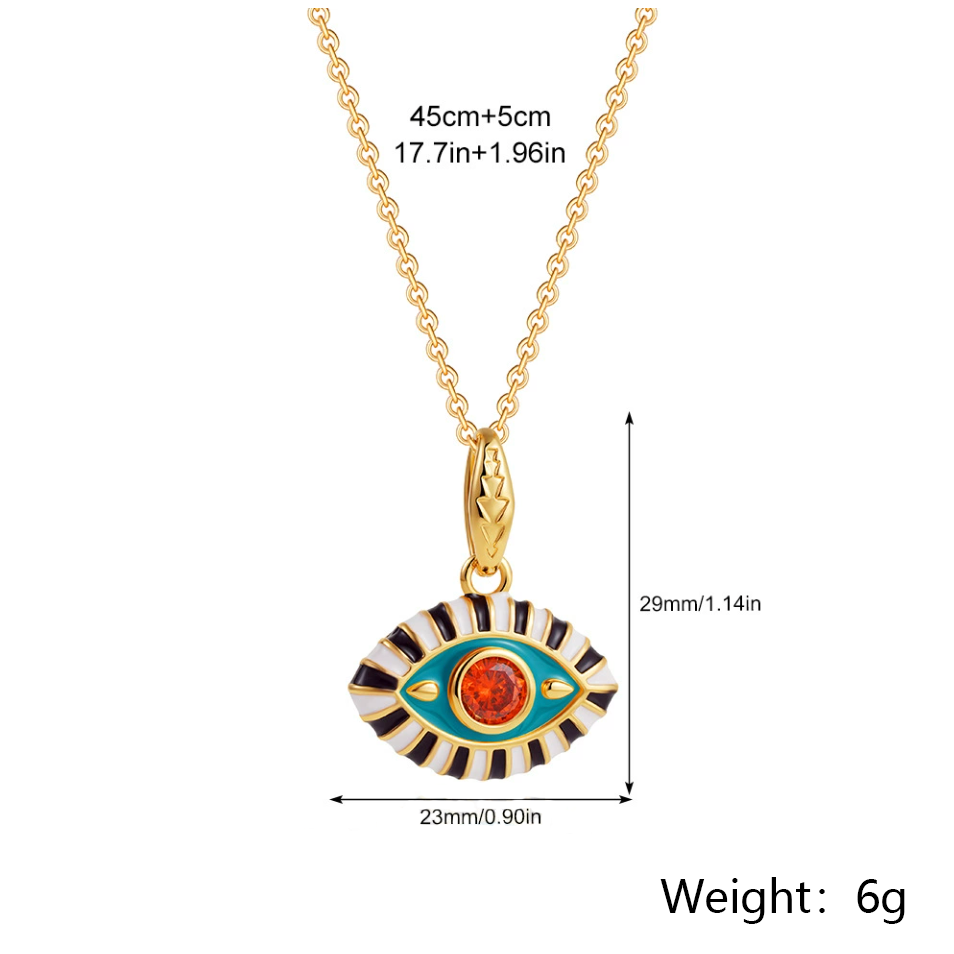 18K Gold Evil Eye Inlaid Gemstone Necklace