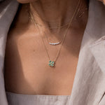 18K Gold Four-Leaf Clover Inlaid Gemstone Earrings & Necklace Set