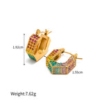 18K Gold Multicolour Geometric Diamond-Plated Earrings