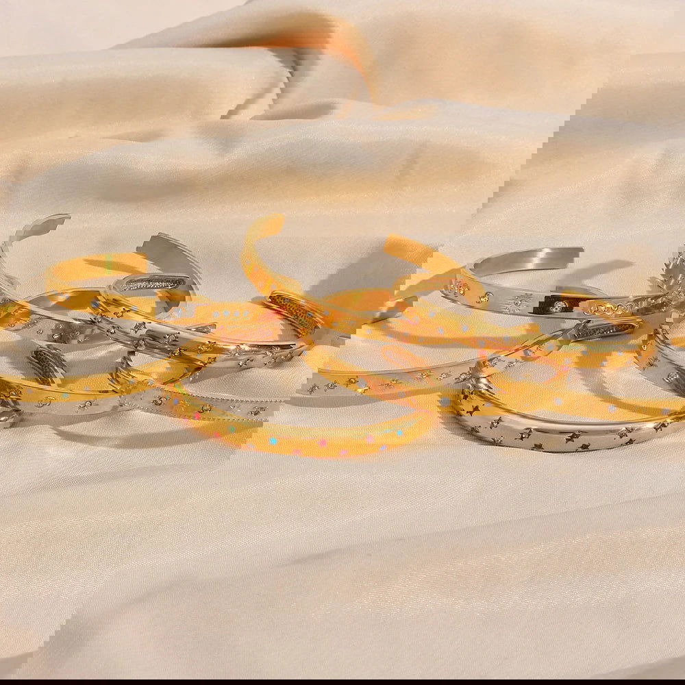 18K Gold Plated Star Cuff Bangle Bracelets