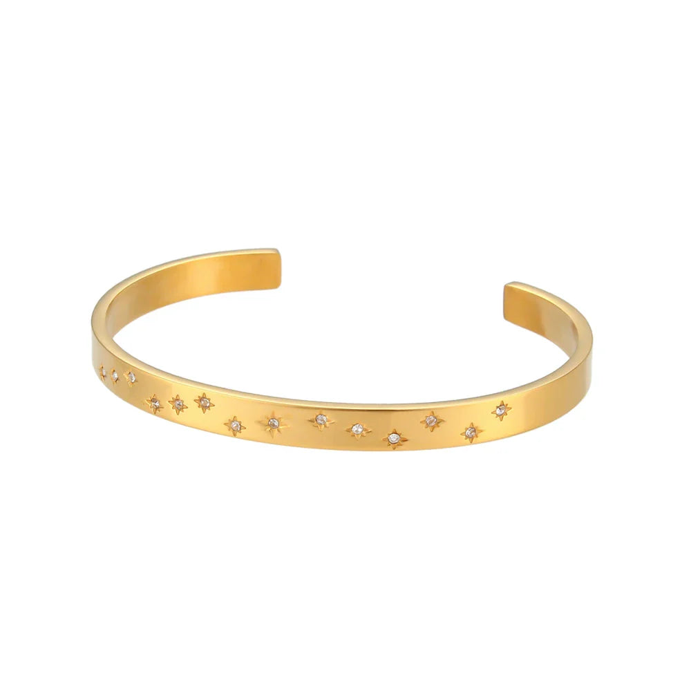 18K Gold Plated Star Cuff Bangle Bracelets B0277