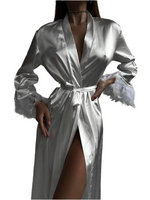 AFFECTION Luxurious White Satin Bridal Robe