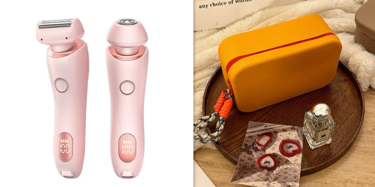 2-in-1 Hair Removal Epilator USB Rechargeable Trimmer Women Body Razor Electric Hair Remover Pink 2PC USB