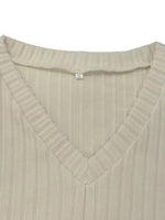 Ribbed Knit V-Neck Top and Pants Loungewear Set