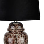 Black Dapple Acanthus Lamp With Linen Shade