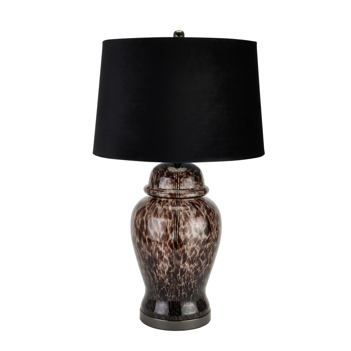 Black Dapple Acanthus Lamp With Linen Shade