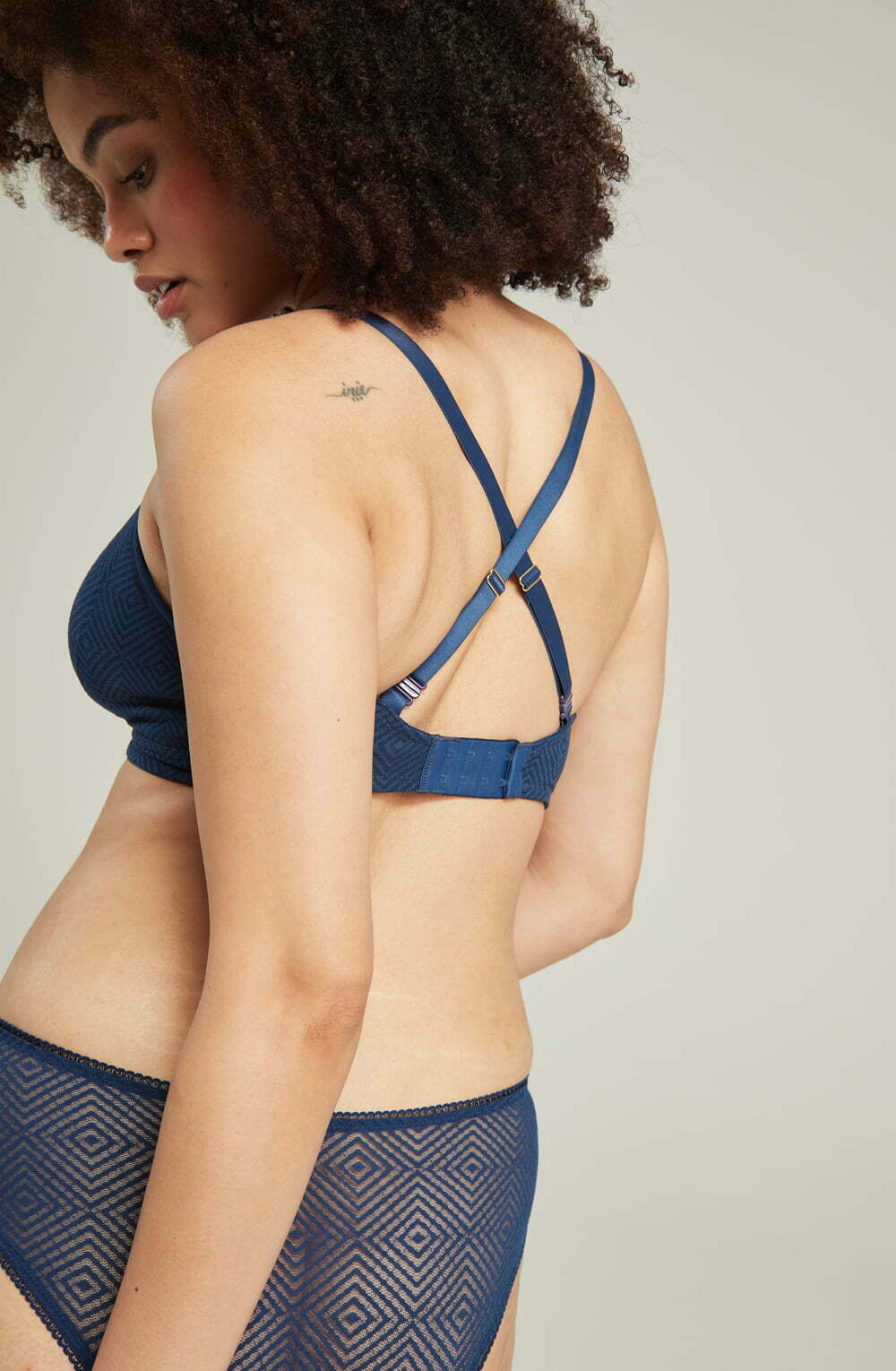 Nudea The Sheer Deco Easy Does It Bralette Navy Up to G Cup