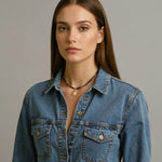 Riri Black Beaded Boho Celestial Pendant Necklace