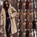 Autumn Winter Women’s Fashion Elegant Plush Warm Faux Fleece Long Teddy Coat