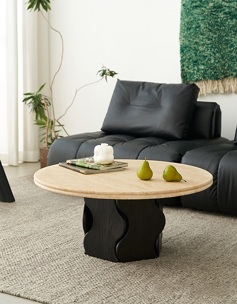 Quintero Round Coffee Table, Marble Or Travertine