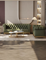 Abbado Chesterfield Three Seater Sofa, Real Leather