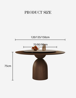Amaia Round Pedestal Dining Table, Solid Wood, Black Or Walnut