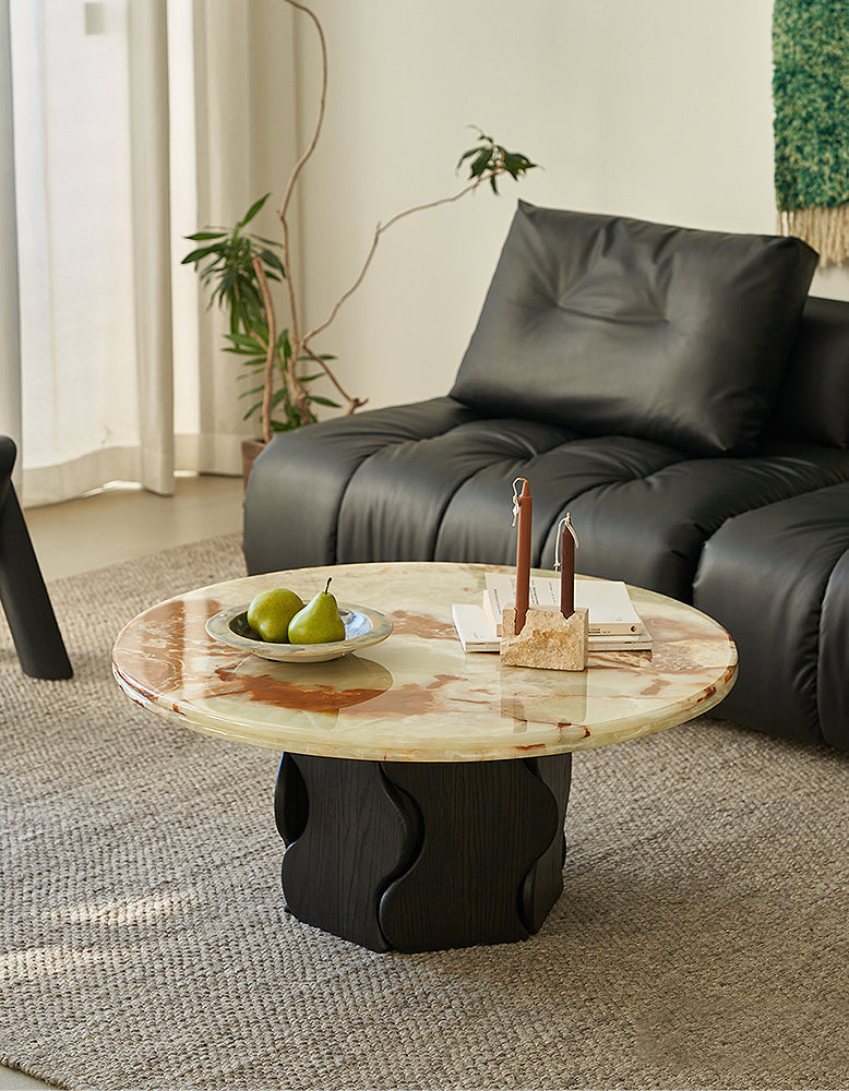 Quintero Round Coffee Table, Marble Or Travertine