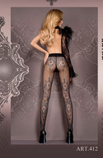 Ballerina Tights Nero Black with Blue Pattern