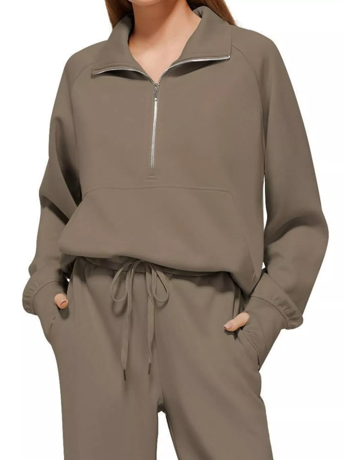 Half-Zip Sweatshirt and Wide-Leg Pants Two-piece Loungewear Set