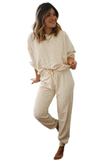 White Cheetah Print Two Piece Loose Fit Cosy Loungewear Set