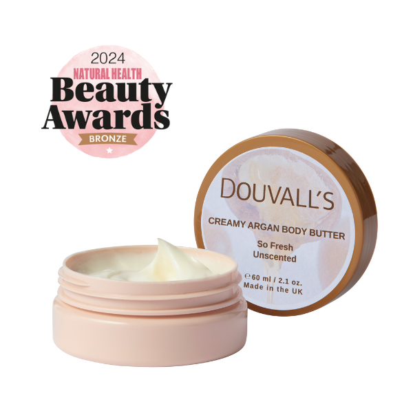 Douvall's Organic Creamy Argan Body Butter 60ml | Luxurious Hydration in Six Scents