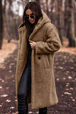 Autumn Winter Women’s Fashion Elegant Plush Warm Faux Fleece Long Teddy Coat Camel