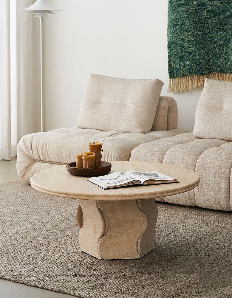 Quintero Round Coffee Table, Marble Or Travertine