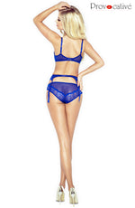 Provocative Royal Affair Royal Blue Lace 3 Piece Lingerie Set
