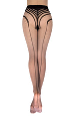 Ballerina Black and Skin Tights with Back Centre Seam