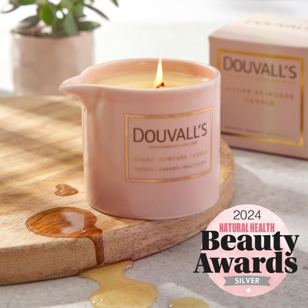 Douvall's Argan Massage Candle - Orangery Orchard 180g | Intensely Nourishing and Hydrating Body Treatment