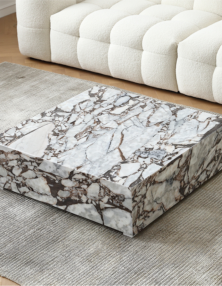 Matteo Square Coffee Table, Marble, White