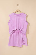 Two Piece Mineral Wash Cotton Loungewear Set