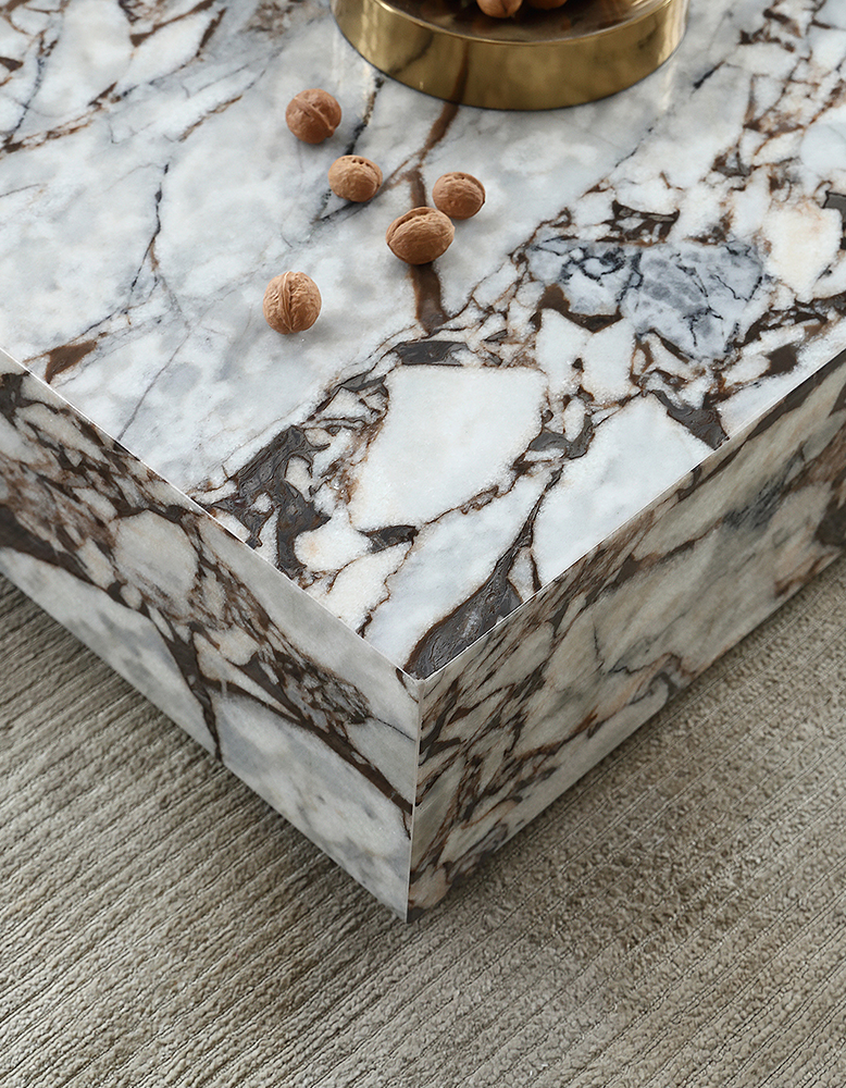 Matteo Square Coffee Table, Marble, White