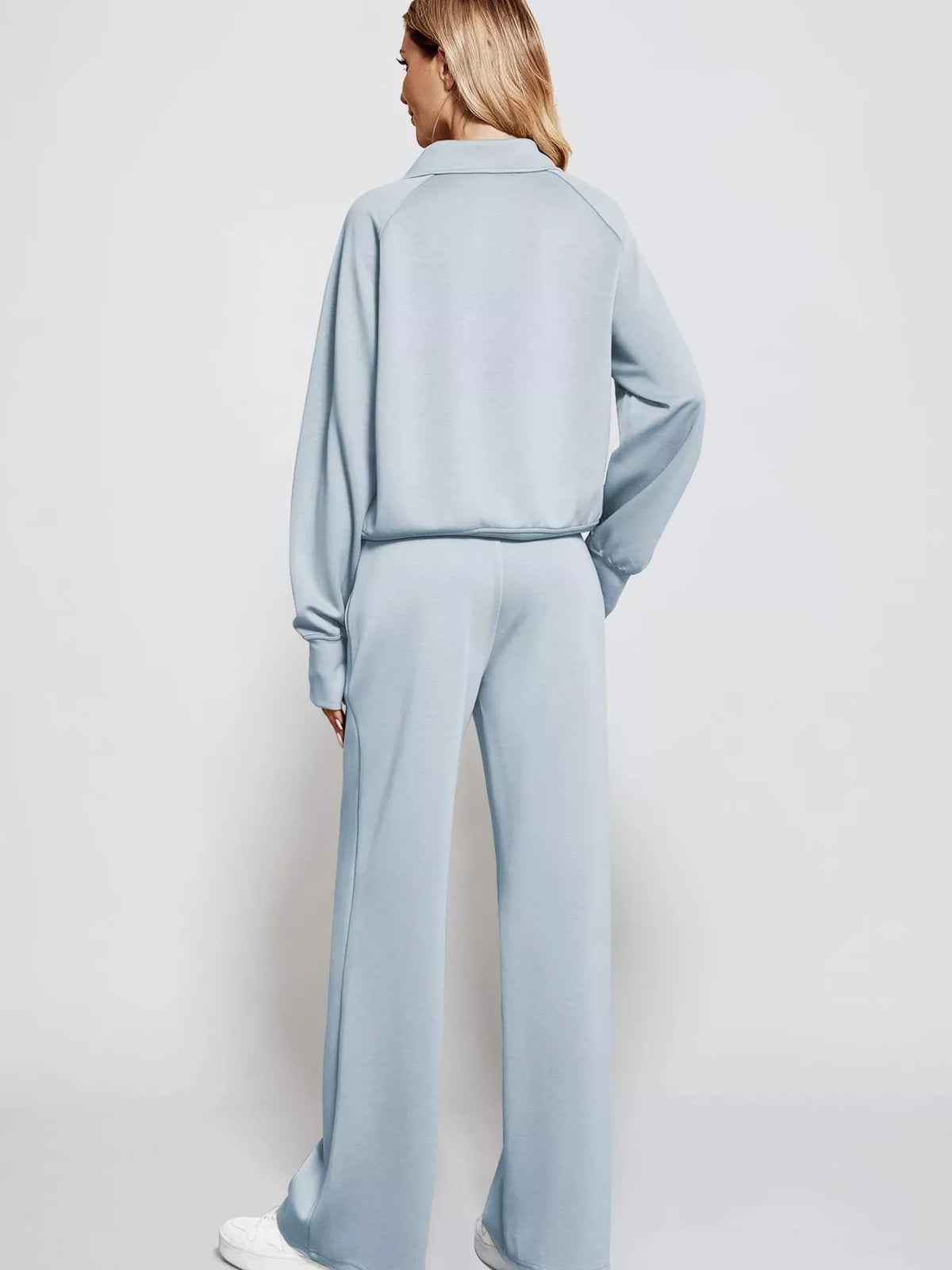 Half-Zip Sweatshirt and Wide-Leg Pants Two-piece Loungewear Set