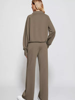 Half-Zip Sweatshirt and Wide-Leg Pants Two-piece Loungewear Set