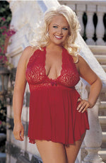 Shirley of Hollywood Halterneck Babydoll Red One Size (Plus) One Size (Plus) Red