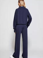 Half-Zip Sweatshirt and Wide-Leg Pants Two-piece Loungewear Set