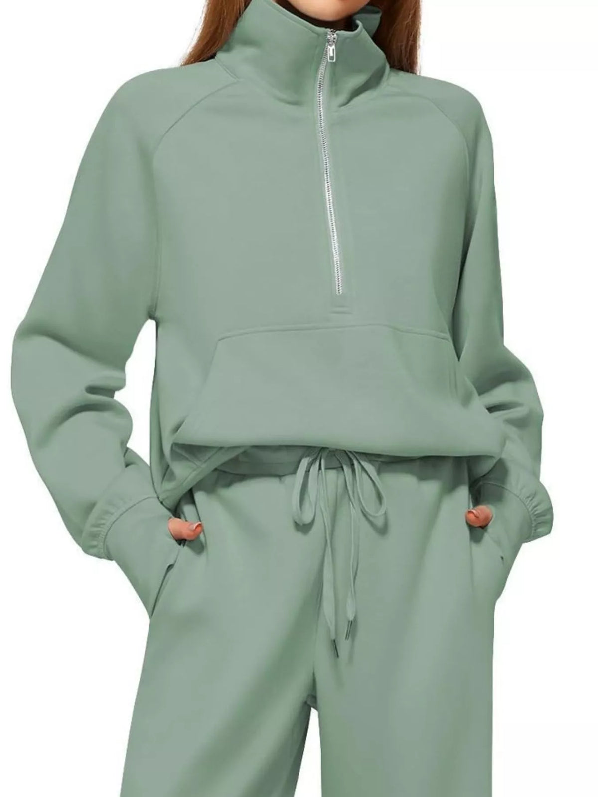 Half-Zip Sweatshirt and Wide-Leg Pants Two-piece Loungewear Set