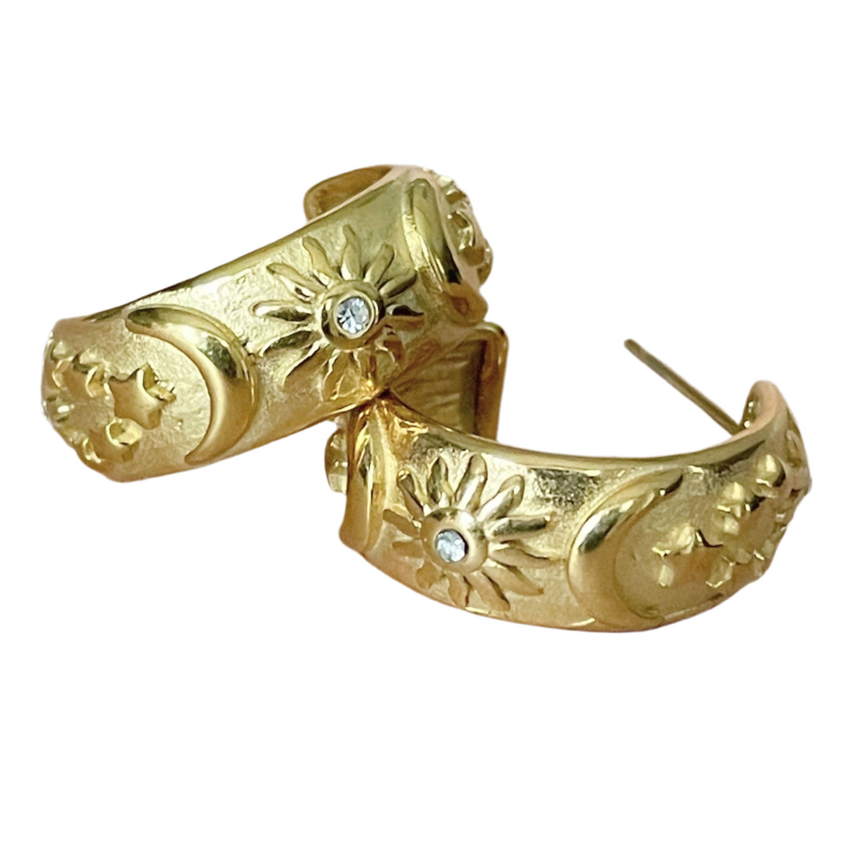 Helia 18k Gold Plated Celestial Sun, Moon & Stars Earrings