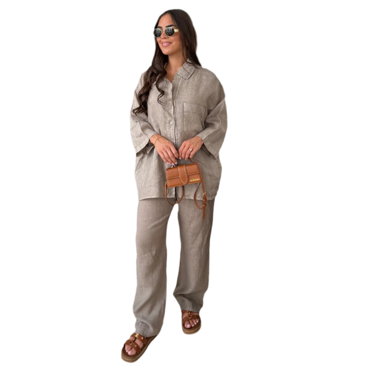 Loose Casual Wide Leg Pants & Long Sleeve Shirt Co-ord Set - Stylish Comfort