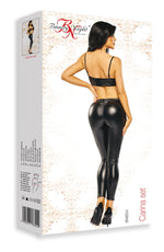 Beauty Night Carina Wet Look Trousers Lingerie Set Black