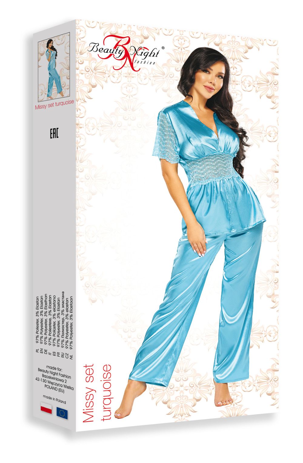 Beauty Night Missy Lace Pyjamas Set Turquoise